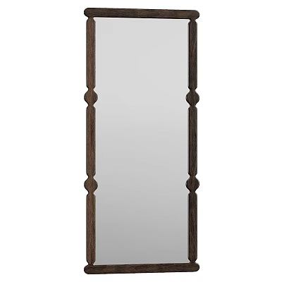 Modern Full Length Mirror With Wooden Frame And Decorative Knot Design 3d model