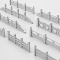 Various Decorative Stone Railings With Intricate Patterns And Different Designs 3d model