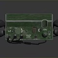 Green Military Weapon Device With Antenna And Cables On Gray Background