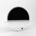 Modern Textured Brown Frame Mirror With Black Panel And White Reflective Surface