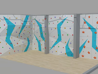 Indoor Climbing Wall With Colorful Holds For Gym Sports Training Equipment 3d model