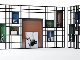 Industrial LOFT Storage Rack Iron Screen Display Rack 3d model