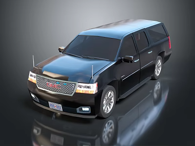 Black GMC SUV With Chrome Grille Silver Wheels And Shiny Body 3d model
