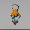 Orange Mechanical Lantern With Red Handle Blue Glowing Core Vintage Sci Fi Decorative Lighting