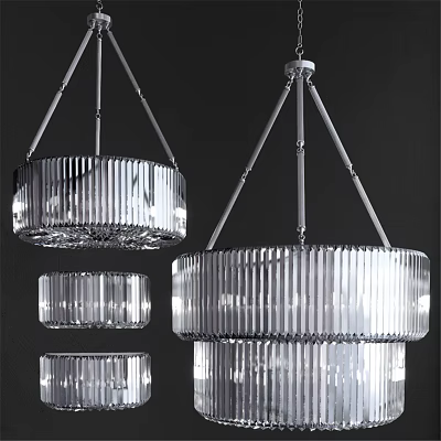 Elegant Modern Ribbed Glass Chandelier Design For Home Interior Lighting Fixture 3d model