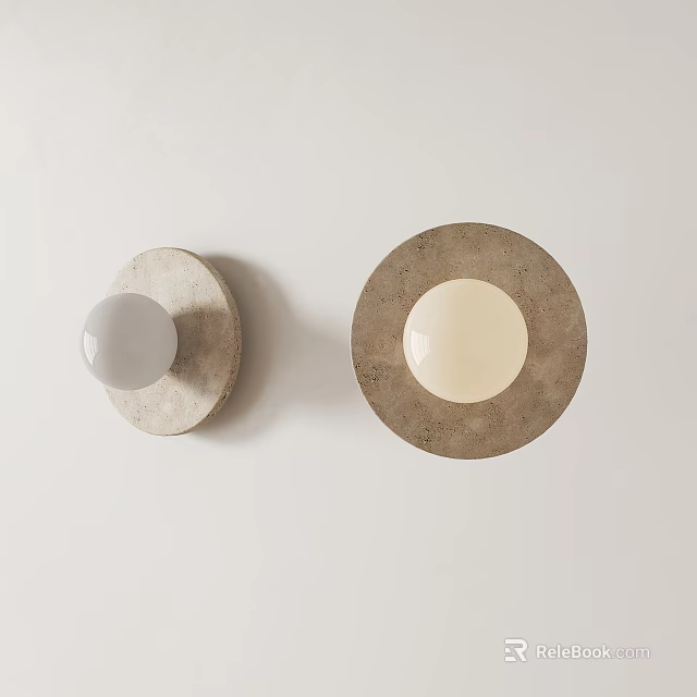 Modern Concrete Wall Lamps With Round Base And White Globe Sphere 3d model
