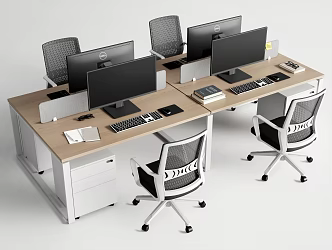 Modern Office Desk and Chair Combination Workstation Computer Desk and Chair Public Office Chair 3d model