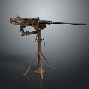 Browning Machine Gun Browning Gatling White Machine Gun Machine Gun Bullet Military 3d model