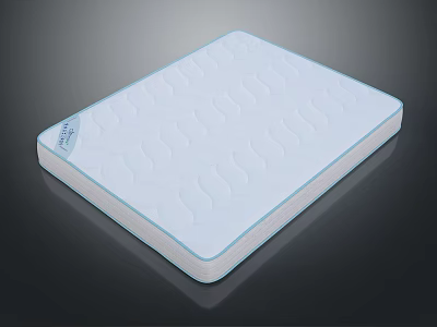 High Quality Modern Comfortable Mattress With Quilted Surface And Blue Trim 3d model