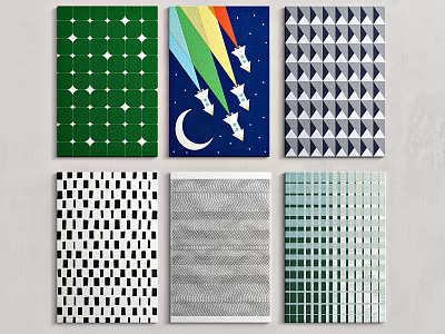 Colorful Square Rugs With Geometric Patterns Star Designs And Striped Styles For Home Decor 3d model