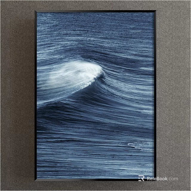 Abstract Blue Wave Decorative Painting For Interior Wall Decoration 3d model
