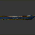 Blue Traditional Wooden Boat Featuring Orange Seats And Intricate Decorative Accents