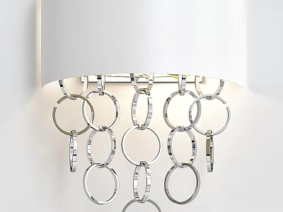Contemporary Chrome Wall Lamp Featuring Circular Ring Design And White Shade 3d model