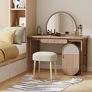 Nordic Dressing Table Wooden Dressing Table for Bedroom 3d model