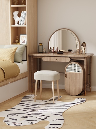 Nordic Dressing Table Wooden Dressing Table for Bedroom 3d model