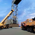 Yellow Crane And Heavy Duty Construction Vehicles At Industrial Site