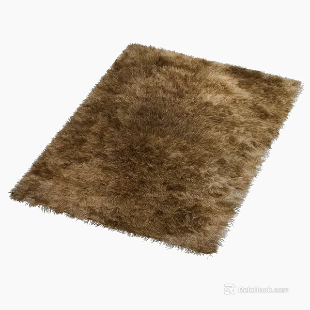 Soft Fluffy Brown Square Rug Shaggy Texture For Living Room Home Decor 3d model 