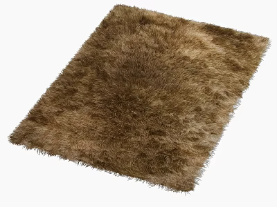 Soft Fluffy Brown Square Rug Shaggy Texture For Living Room Home Decor 3d model
