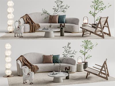 Quiet sofa tea table combination 3d model