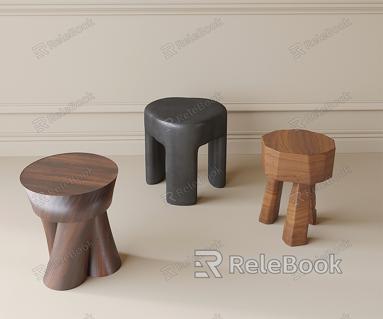 Solid wood stool round stool model