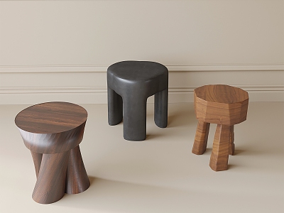 Solid wood stool round stool model