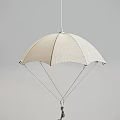 Beige Umbrella Shaped Fabric Pendant Light With Ribbed Structure And Hanging Design