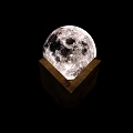 Moon Shaped Lamp with Wooden Base and Illuminated Surface for Modern Home Decor