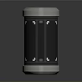 Modern Cylindrical Tech Device Featuring Silver Metallic Trim Black Surface And White Symbols 3d model