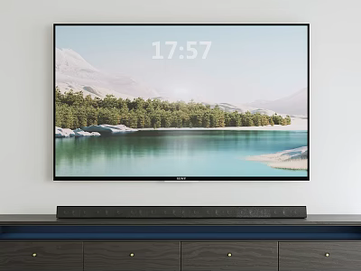 Modern TV Displaying Nature Scene In Home 3d model