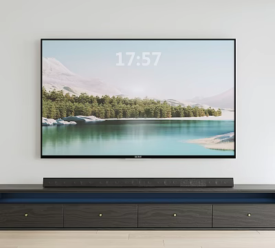 Modern TV Displaying Nature Scene In Home 3d model Modern TV Displaying Nature Scene In Home 3d model