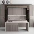 Elegant Modern Kitchen Cabinets Featuring Marble Countertop And Central Island Design