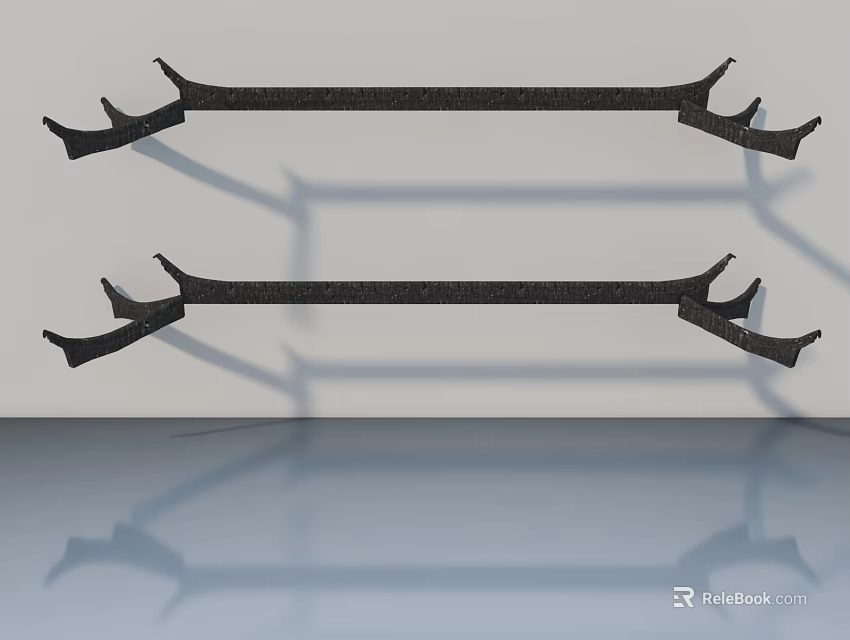 Modern Black Sofa Coffee Table Set With Long Bracket Design And Reflective Surface 3d model