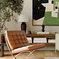 Bright Modern Living And Dining Room Interior With Green Sofa Coffee Table Artwork And Plant