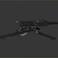 Black Tactical Machine Gun Weapon With Tripod Mount And Metal Structure 3d model