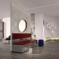 Modern Beauty Hair Salon Interior With Styling Chairs Mirrors Product Shelves Counter And Lighting