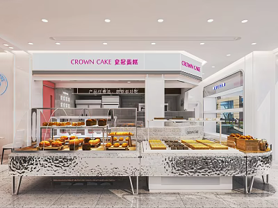 Crown Cake Shop Interior With Display Cases Donuts Pastries And Baked Goods 3d model