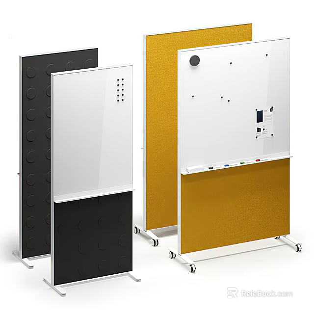 Modern Mobile Display Stands for Musical Instruments and Art Supplies in Black White Gold 3d model 