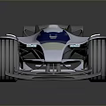 Futuristic Silver Race Car With Blue Accents And Sleek Aerodynamic Body Design