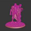 Golden Armored Man Statue Holding Sword Standing On Circular Base