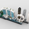 LEGO toy blocks Singapore city skyline construction scene 3d model