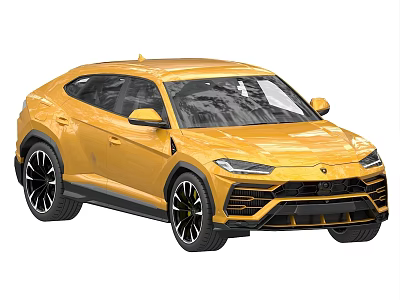 Yellow Lamborghini SUV Stylish Exterior Design With Black Alloy Wheels And Modern Grille 3d model
