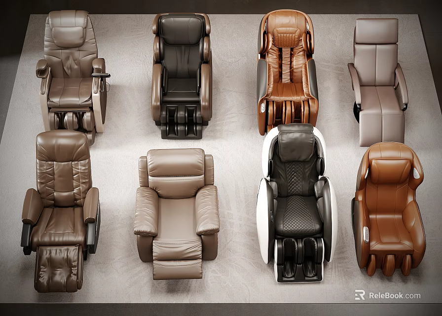 Modern Comfortable Massage Chairs in Various Styles and Multiple Color Options 3d model 