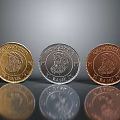 Detailed Gold Silver Copper Coin Portrait Sculpture Carving On Reflective Surface