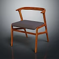 Modern Leisure Chair with Curved Wooden Frame and Gray Padded Seat
