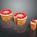 Layered Strawberry Cake With Cream Filling And Fresh Strawberry Toppings Including Whole And Sliced Pieces