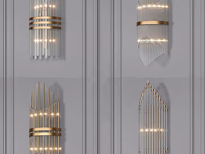 Modern Elegant Wall Sconces With Gold Metal Frame Transparent Acrylic Decorative LED Lights 3d model