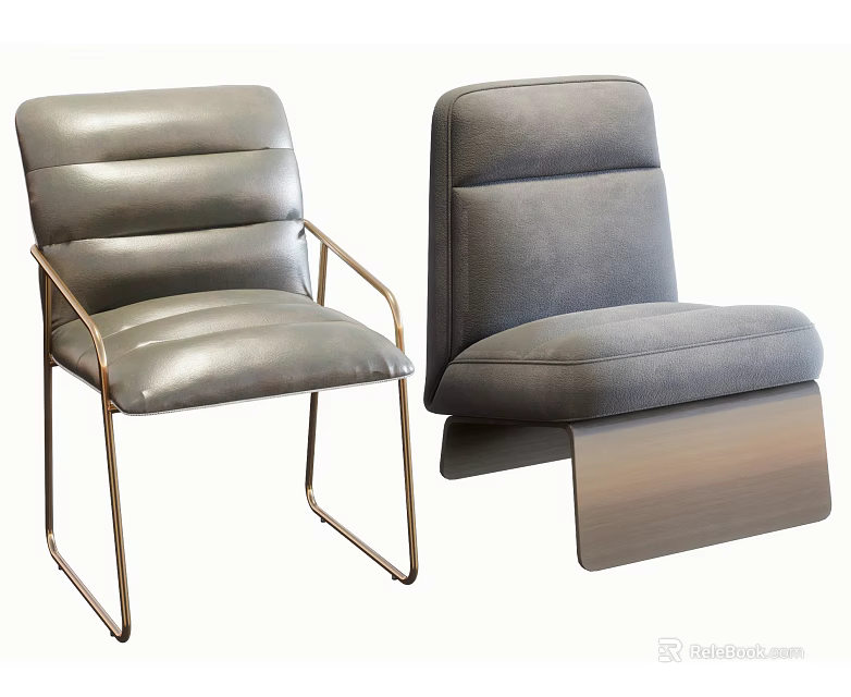 Modern Gray Upholstered Leisure Chair With Sleek Metal Frame And Comfortable Design 3d model 