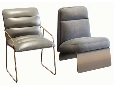 Modern Gray Upholstered Leisure Chair With Sleek Metal Frame And Comfortable Design 3d model