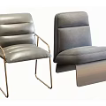 Modern Gray Upholstered Leisure Chair With Sleek Metal Frame And Comfortable Design