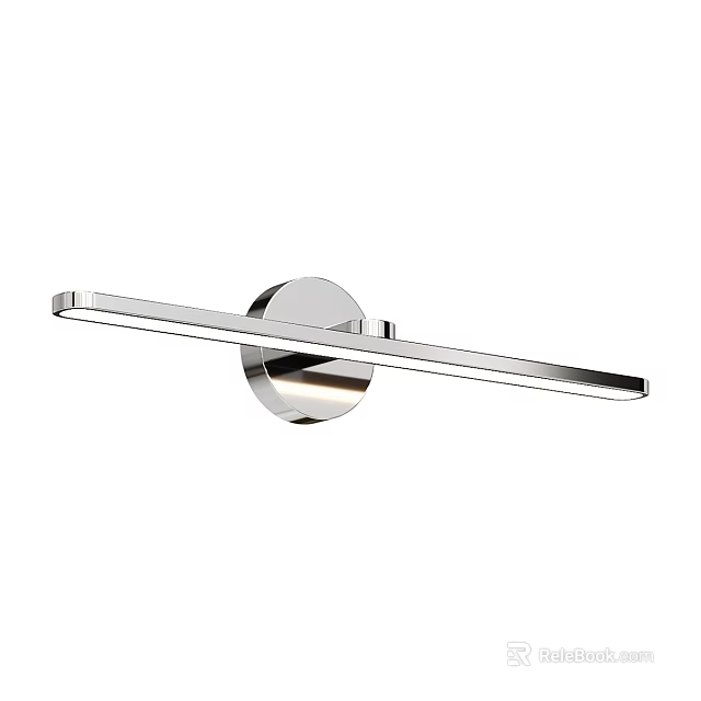 Sleek Modern Wall Sconce With Long Strip Design And Circular Chrome Base 3d model 